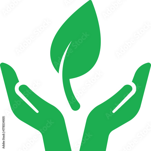 Human hands caring for plant