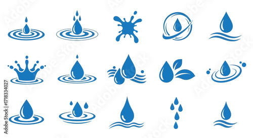 Creative Water Droplet and Splash Design Elements for Various Uses