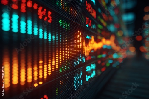 Wallpaper Mural Dynamic stock market display shows fluctuating data trends and financial performance metrics at a trading floor Torontodigital.ca