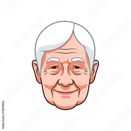Portrait of Smiling Senior: A friendly and charming elder's face, capturing the wisdom of age, happiness, and approachability.