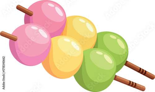 Dango stick japanese dessert vector illustration