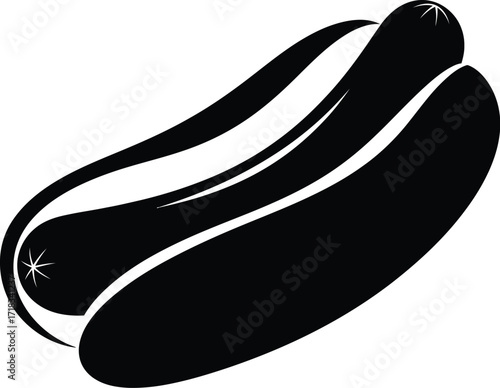 Hot Dog in a Bun Silhouette Icon

