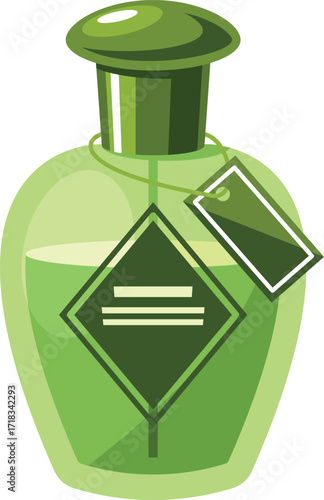 Green cosmetic perfume flask vector illustration