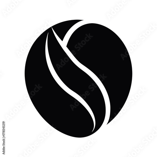 Coffee Bean Black Silhouette Vector Icon