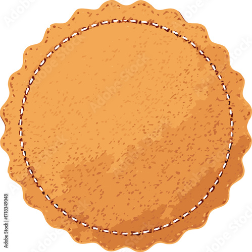 Round Tag Design with Realistic Stitching Effect