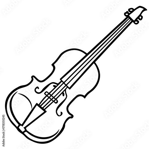 Outline drawing of a violin in a single line on a transparent background