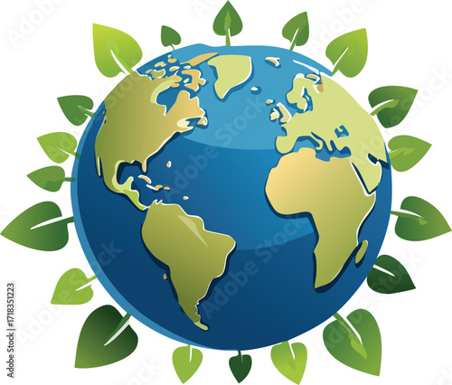 Planet Earth Encircled by Recycling Symbols Vector Design