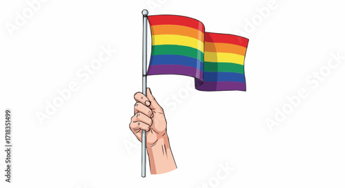 Celebrate Pride with this vibrant rainbow flag illustration, a symbol of love, equality, and solidarity, perfect for events, campaigns, and digital media