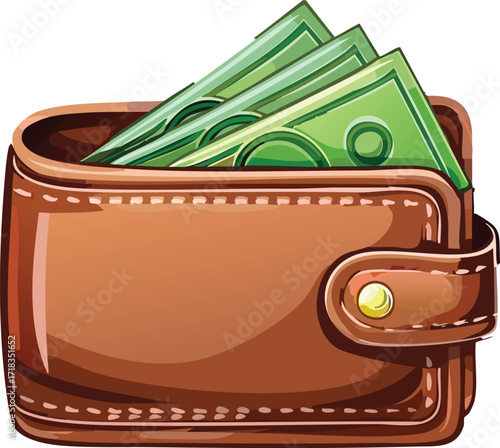 Leather Wallet with Cash Peeking Out