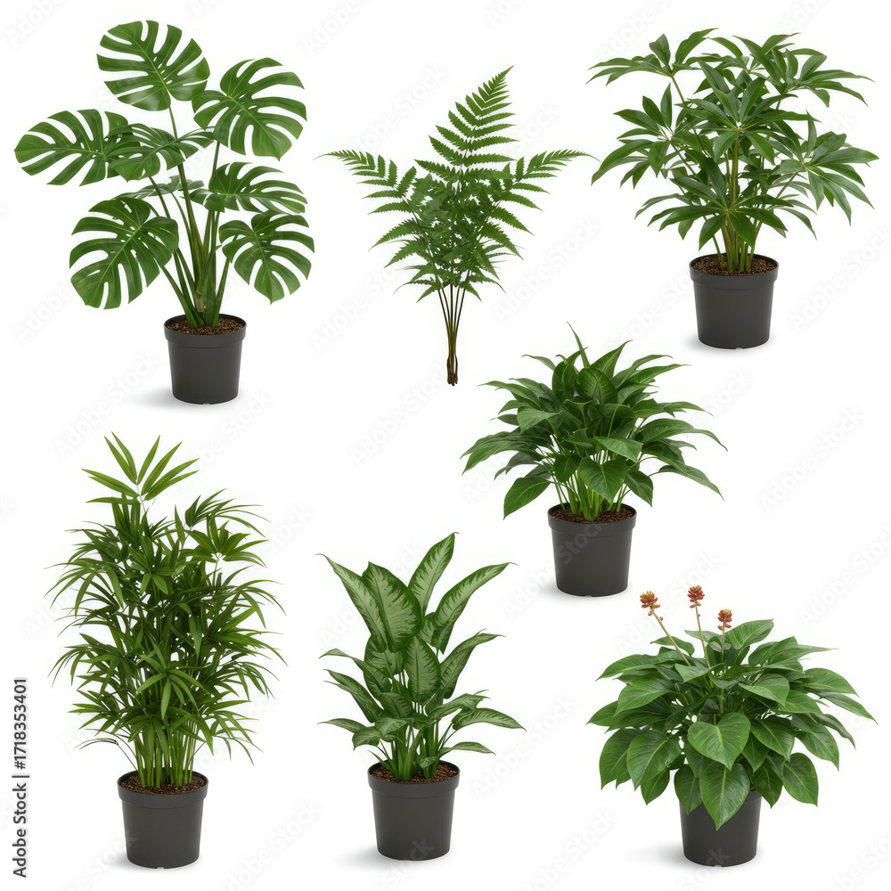 Fototapeta premium indoor plants isolated on white background