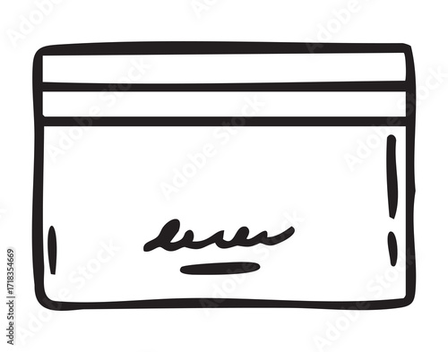 cardholder wallet, hand drawn doodle, line art, monochrome, hand drawn