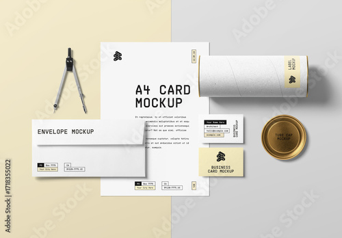 View From Above Stationery PSD Mockup