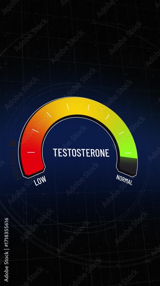 Testosterone Window Display Digital presentation of testosterone meter, display gauge moving from ...