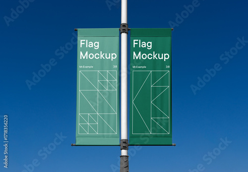 Two Small Vertical Flag Mockups