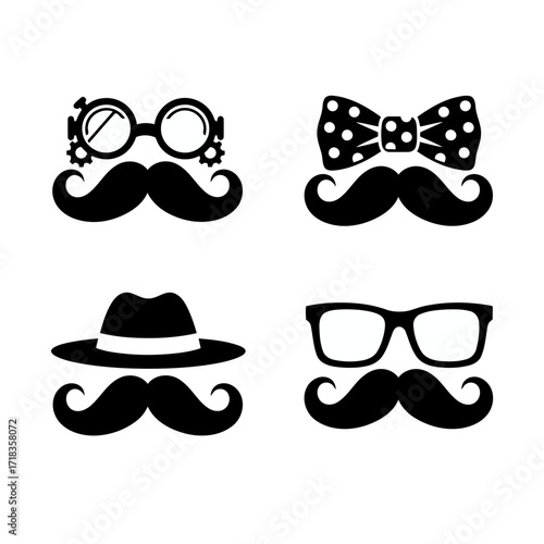 Vector art of collection of hipster mustache and glasses, a fun and playful design element for any project or occasion