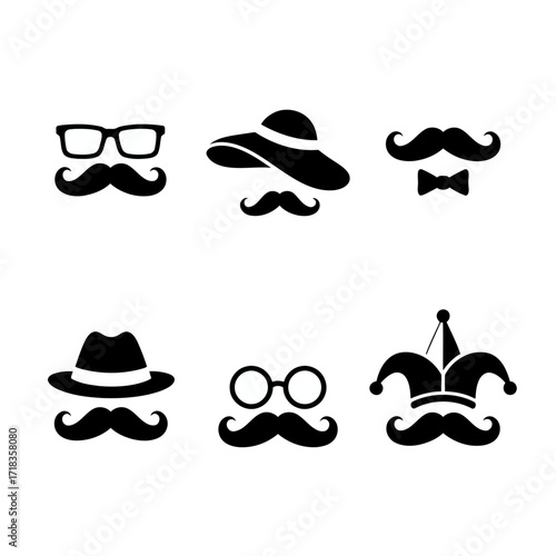 Vector art of collection of hipster mustache and glasses, a fun and playful design element for any project or occasion