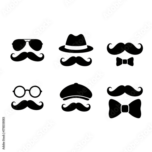 Vector art of collection of hipster mustache and glasses, a fun and playful design element for any project or occasion