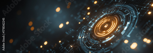 A LinkedIn banner featuring a sleek digital security theme with brown glowing locks, data networks, and futuristic business technology background.