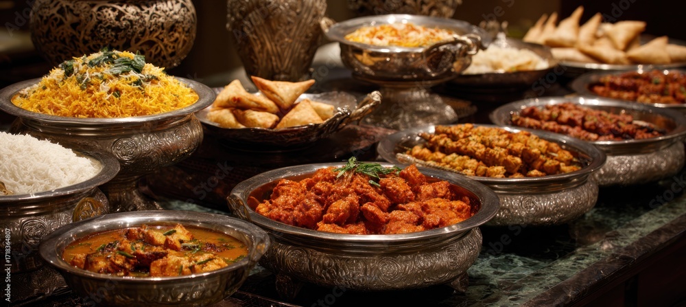 Obraz premium A Lavish Indian Buffet: A Culinary Delight