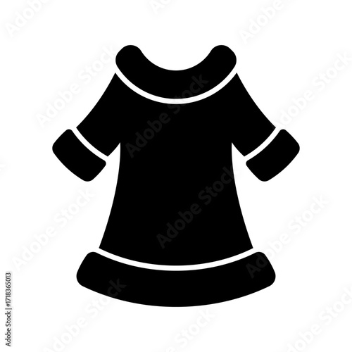 Fur coat icon. Black silhouette. Front view. Vector simple flat graphic illustration. Isolated object on a white background. Isolate.