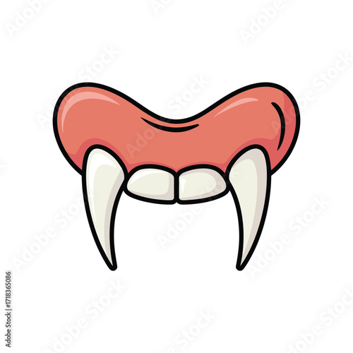 Cartoon vampire fangs and mouth illustration for halloween