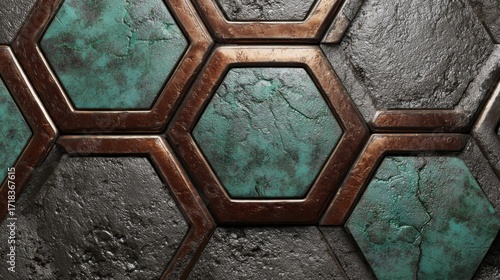 Organically aged copper roofing tiles featuring a natural patina finish from weathering over time