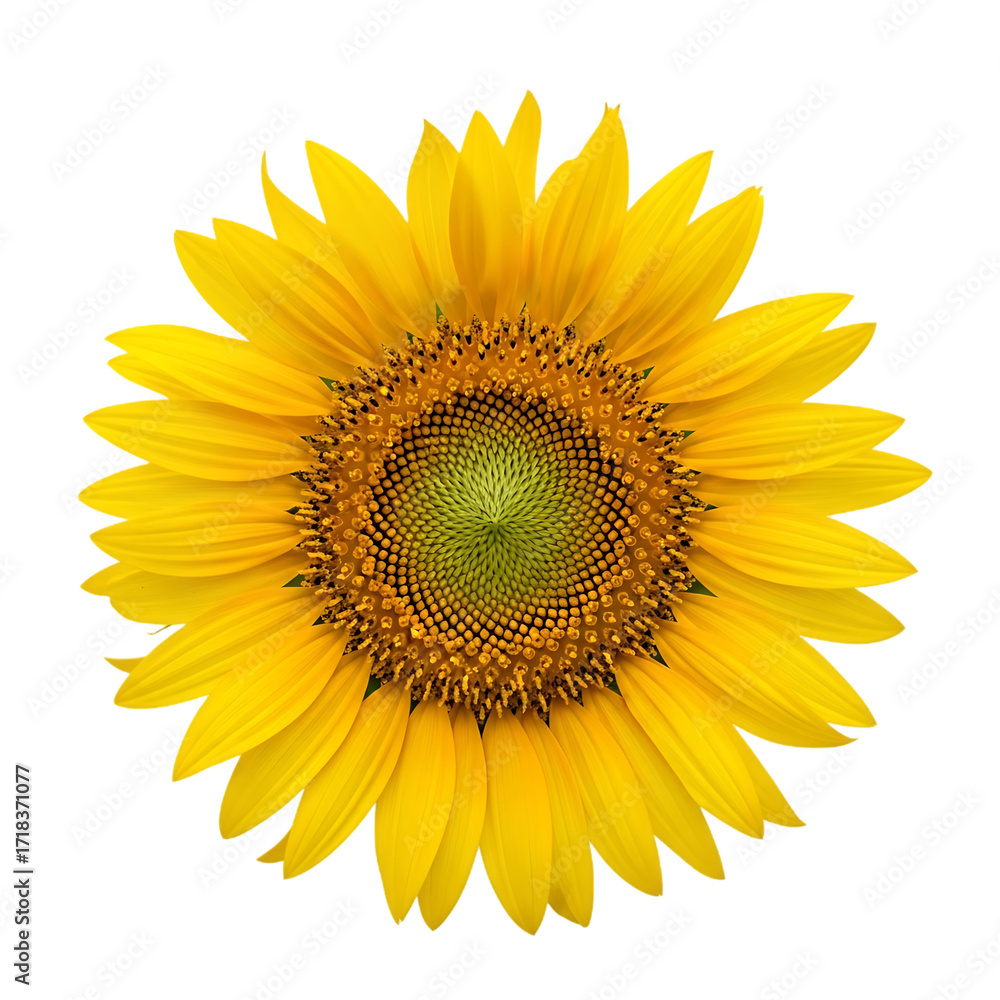 Fototapeta premium Vibrant Yellow Sunflower Bloom Isolated on Black Background