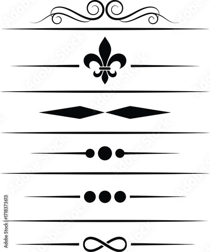 Elegant ornate decorative borders flourishes and dividers for classic design projects silhouette