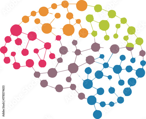 abstract ai brain concept illustration with multicolor neural network nodes lines and technology data mapping