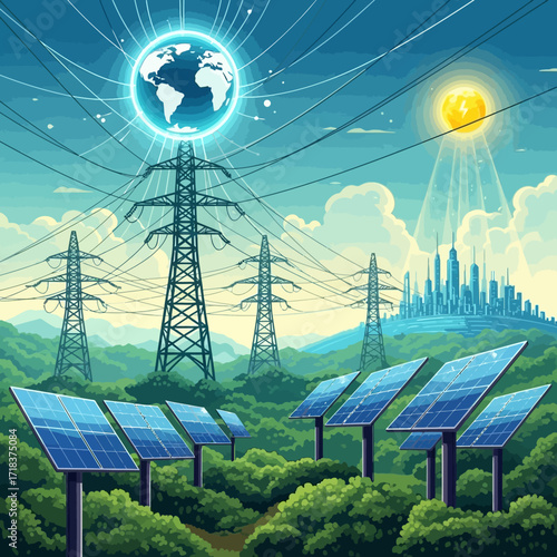Empowering sustainable cities with vibrant solar energy solutions for a brighter future and thriving economy, connecting the world with clean power