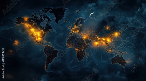 Global map of urban light density at night.