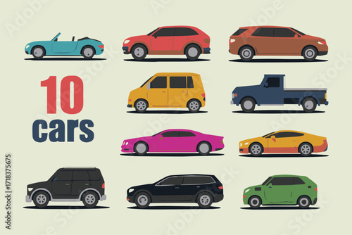 complete car set vector ai eps jpeg png ten editable vehicle icons for automotive transport and design projects