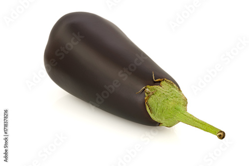 Fresh eggplant isolated on white background. Ripe eggplant. Vegetarian food.