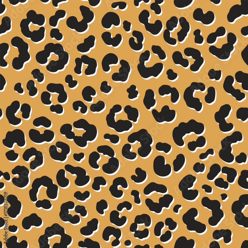 Seamless leopard print. Vector animal skin texture background.	
