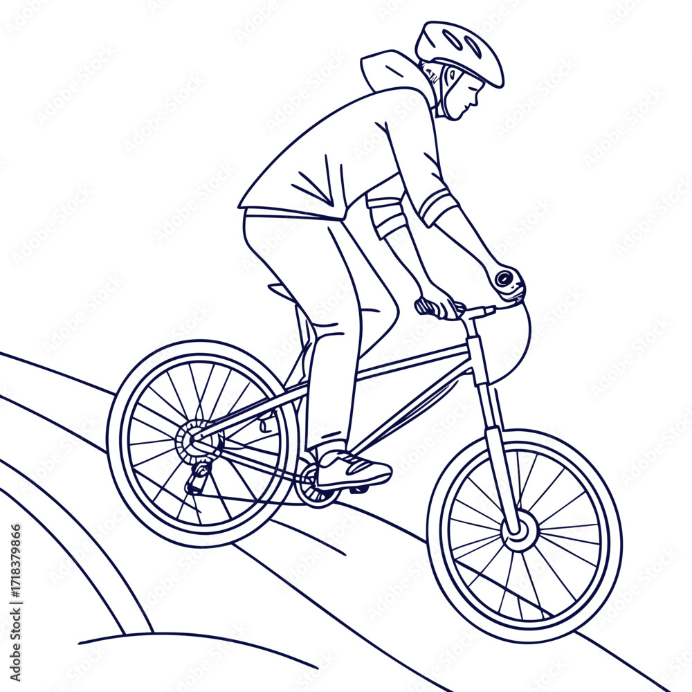 Fototapeta premium silhouette of a man riding a bike