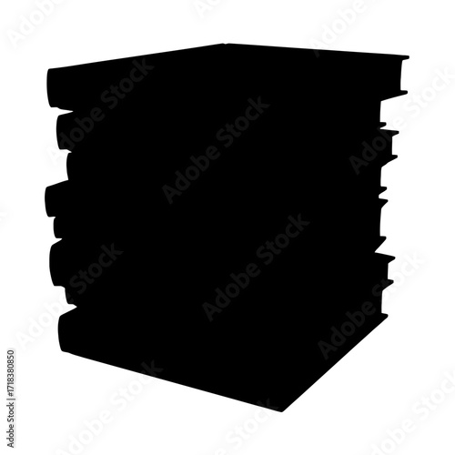 Stack of books silhouette against a white background ideal for library education reading and literature themed designs and illustrations