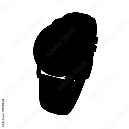 Black silhouette of a hockey goalie mask protective gear for ice hockey sports equipment safety and athletic performance on the ice rink