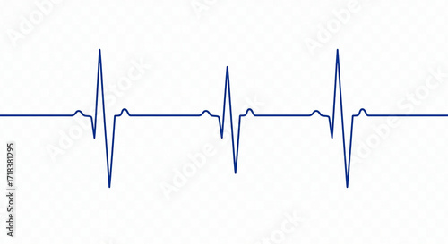 Heartbeat EKG Line, Medical Waveform, Cardiology Illustration, Health Monitor, Blue Line on White Background, Heart Rate Graphic, Medical Concept, Healthcare Design, Pulse Rate, Cardiac Rhythm, Vit...