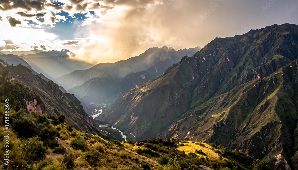 Fototapeta premium Majestic Andean valley at sunset