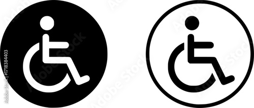 ofvs70 OutlineFilledVectorSign ofvs - wheelchair vector icon . isolated transparent . handicapped access sign . black outline and filled version . AI 10 / EPS 10 . g11379