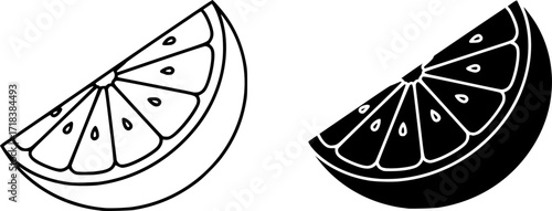 ofvs436 OutlineFilledVectorSign ofvs - orange vector icon . fruit slice . vitamin c . isolated transparent . black outline and filled version . AI 10 / EPS 10 / PNG . g11776