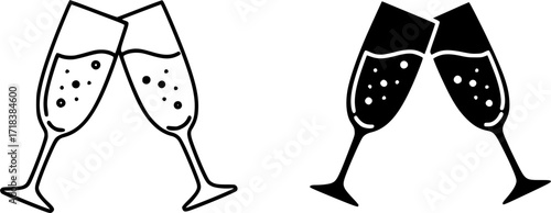 ofvs773 OutlineFilledVectorSign ofvs - champagne glasses vector icon . festive . isolated transparent . black outline and filled version . AI 10 / EPS / PNG . g12119 