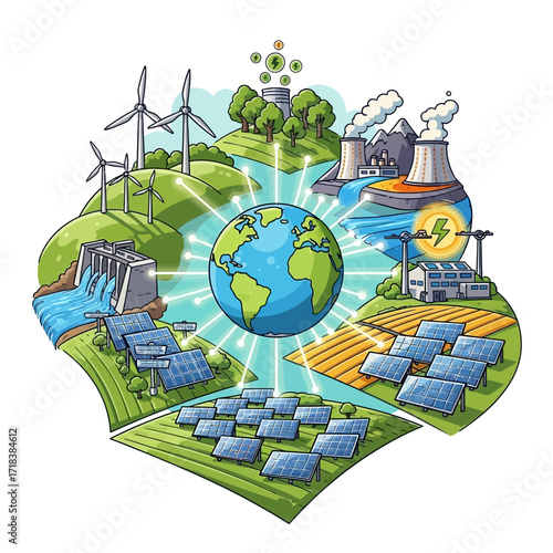 Go green with sustainable energy sources like wind, hydro, and solar power for a cleaner earth and brighter future showcasing clean energy solutions