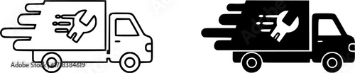 ofvs473 OutlineFilledVectorSign ofvs - repair truck vector icon . fast service sign . isolated transparent . black outline and filled version . AI 10 / EPS 10 / PNG . g11816 
