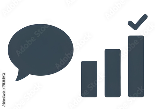  Minimal icon of a chat bubble with voting bars — transparent background (PNG), no shadow
