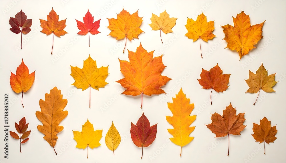 Fototapeta premium Autumn leaves arranged on white background (6)
