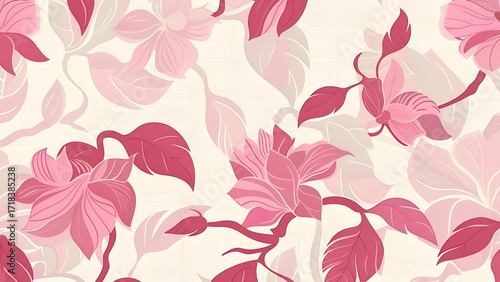 Pink floral pattern has texture, with soft lighting, ideal for social media, wallpaper, or backgrounds.