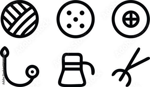 Selection of Black Line Symbols on Transparent Backdrop for Modern Design Projects and Creative Applications