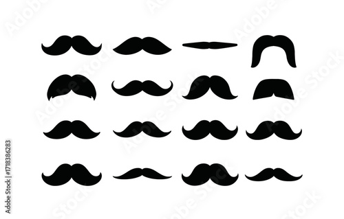 Diverse black silhouette mustache set for stylish grooming and design