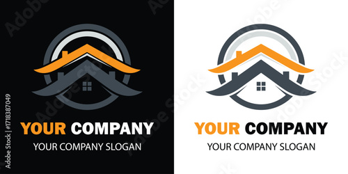 Vector art of real estate logo with house and roof icon